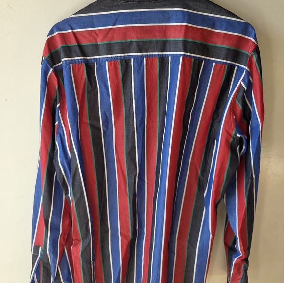 Haupt Slim Fit Button Down Striped Multicolor Men's Shirt L 16.5 - Picture 3 of 11